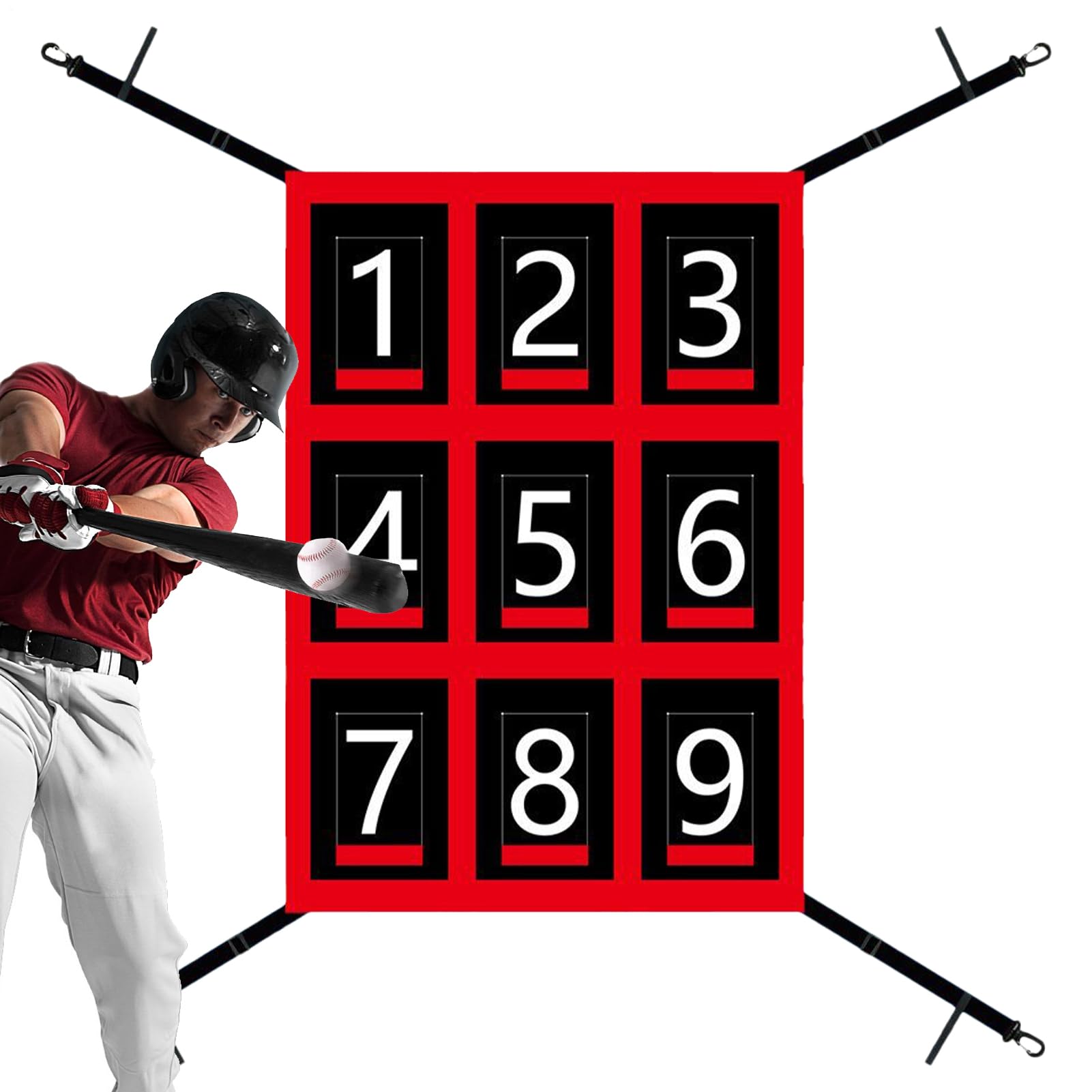 Filet de pitch de baseball avec 9 balles réglables pour exercice de softball