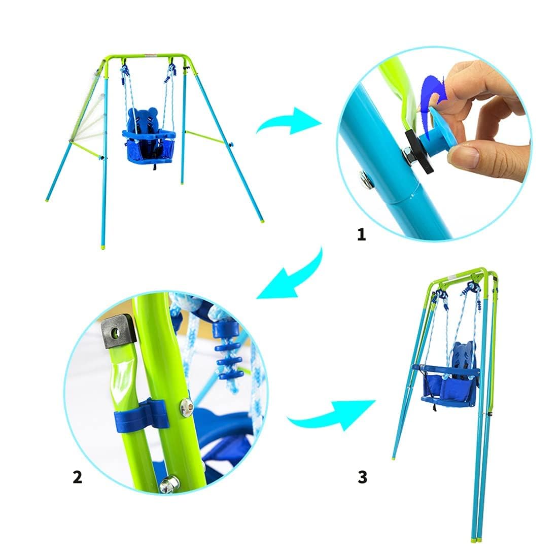 HLC Altalena per Bambini,Altalena da Giardino per Bambini Pieghevole，Altalena da Giardino Interno ed Esterno，Altalena Neonato，Adatto dai 9 ai 36 Mesi,135x135x122cm