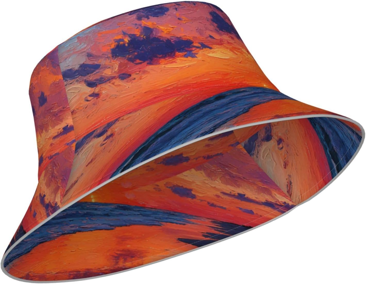 Bucket Hat with Unique Sunset Beach Print Stylish Breathable Foldable Versatile Outdoor Accessory Black image 4