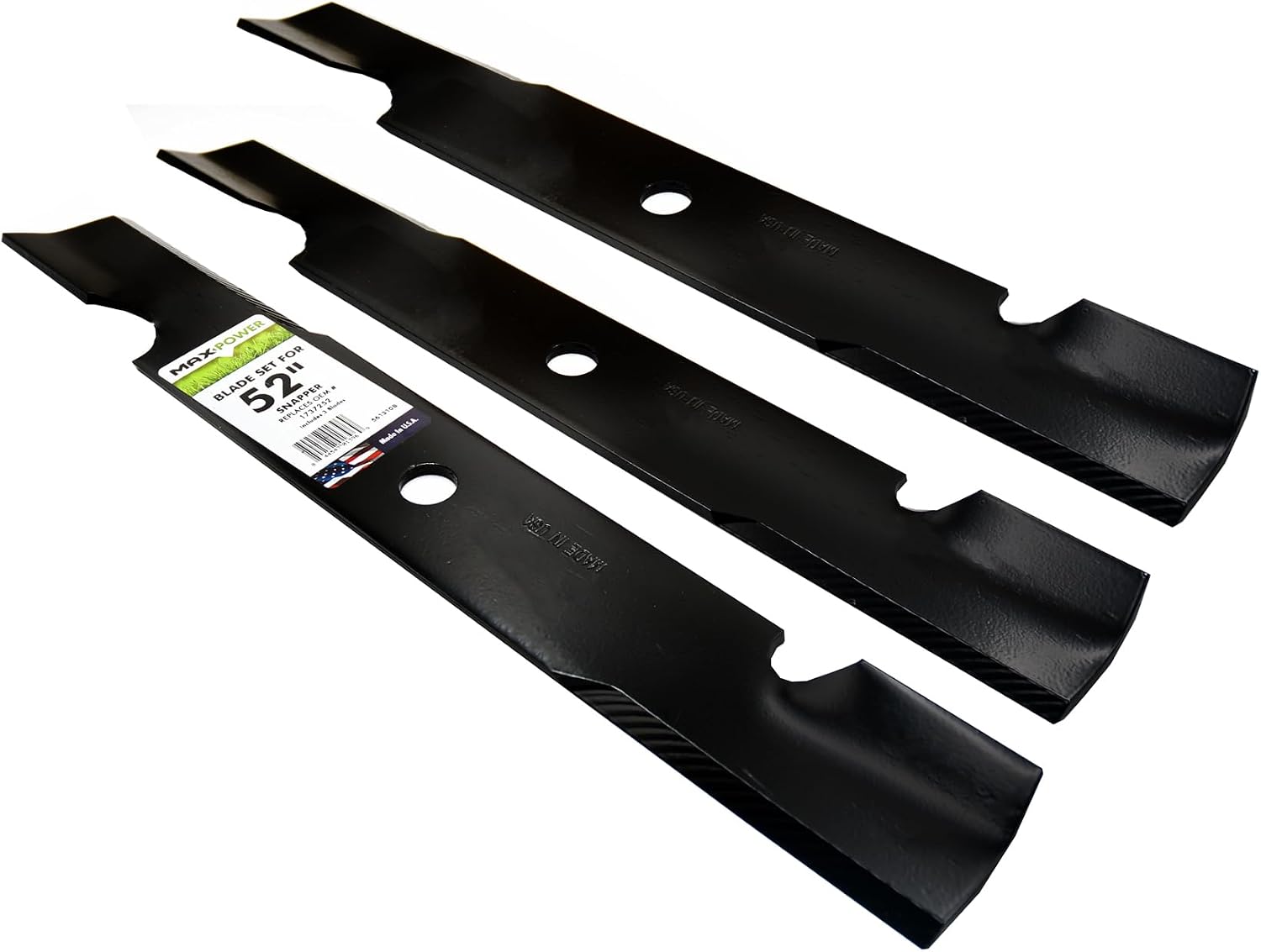 MaxPower 561310B 3 Blade Set for Many 52 in. Snapper Mowers Replaces OEM #'s 1737252BZ and 1737252