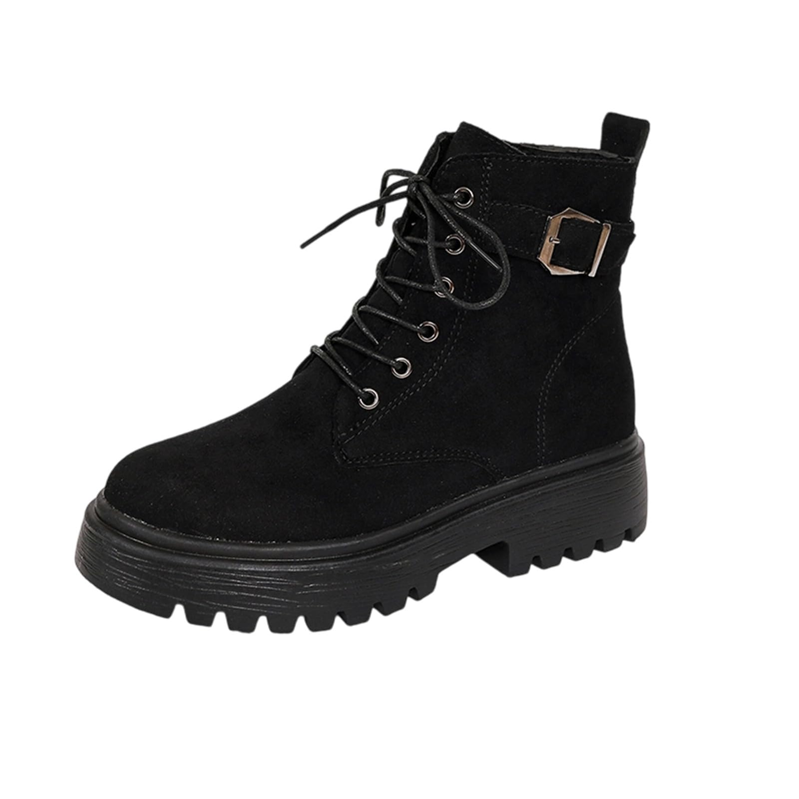 Low Thick Heels Lace Up Ankle Boots For Women Casual Round Toe Suede Winter Dressy Short Boots Ladies