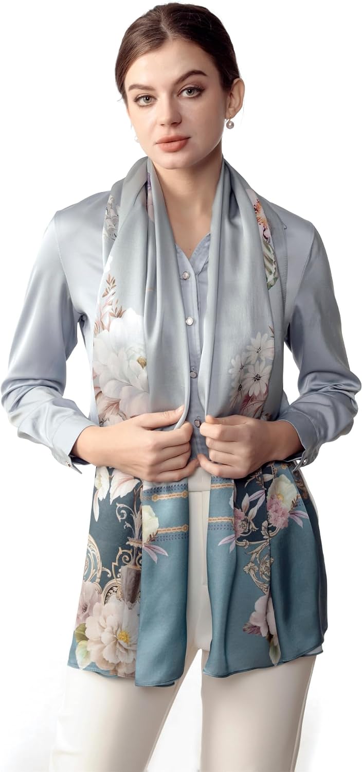 PoeticEHome 100% Mulberry Silk Scarf for Women, Long Wrap, 68 x 21 Inches image 3