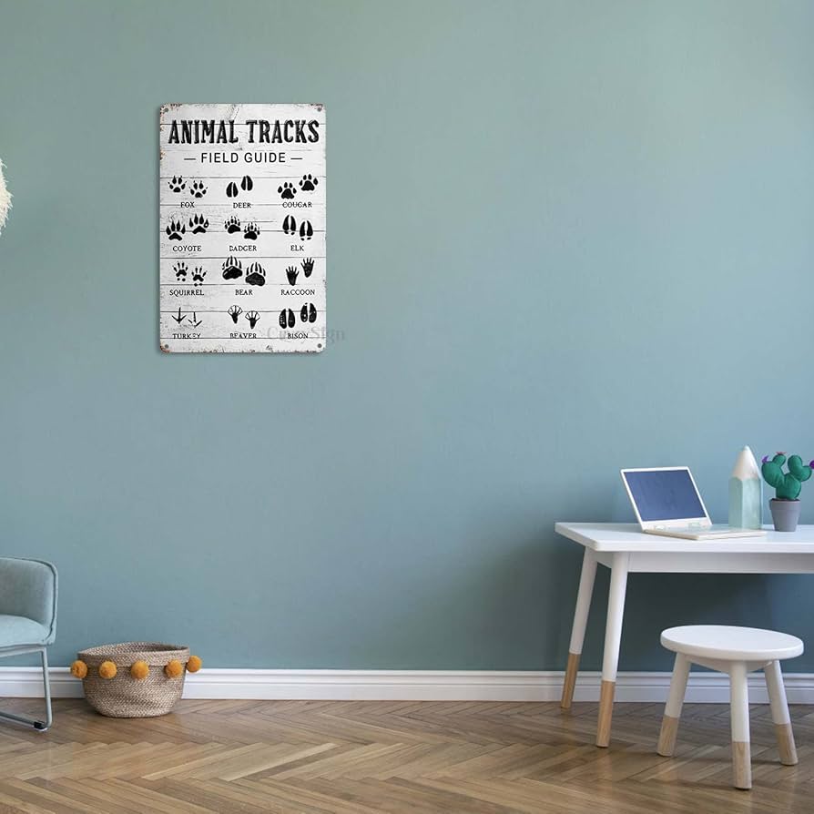 GENE サイン入りパネル Amazon.com: CrazySign Animal Tracks Field Guide Sign Log