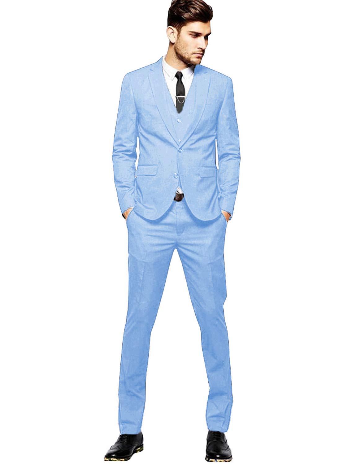 YZHEN Men's 3 Pieces Green Wedding Suits Two Buttons Men Prom Groom Tuxedos