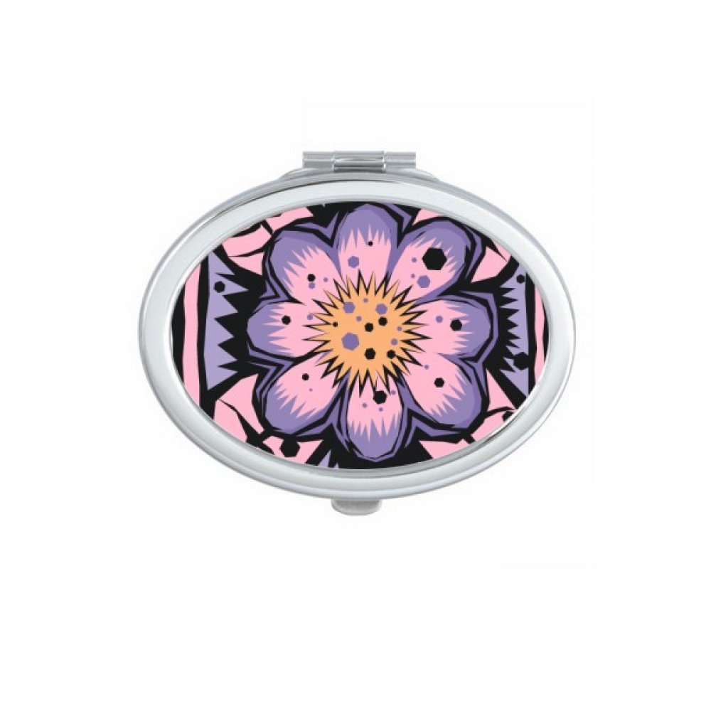 Miroir de poche Fleur Pourpre mignon petit cadeau portable gravure mexicaine pour femme