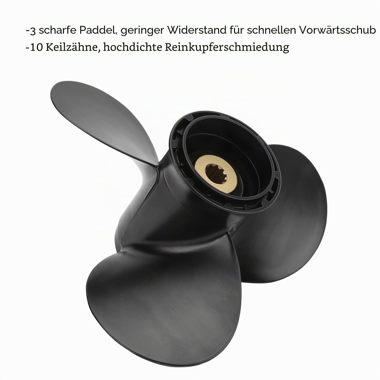 KIMISS Prler, 3-Blatt-Bootsmotor-Prler 10 Keilzähne Rechtsdrehung 10 Zoll Teilung Prler für Suzuki 8‑20 PS Außenbordmotoren