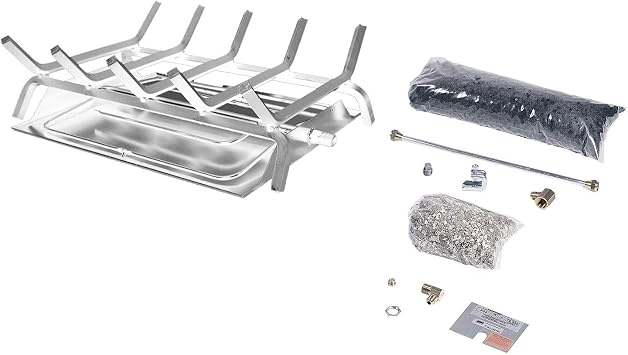 Rasmussen See-Through Custom Embers Pan Stainless Steel Burner and Grate Kit DF-CF30-HFG-SS-P, Propane, 24.375-inches
