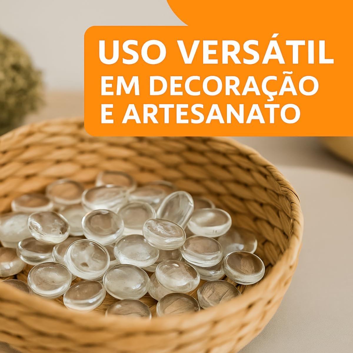 Pedra Gema de Vidro Decorativa Incolor Transparente 500g Para Vasos, Arranjos, Aquários, Terrários, Festas e Artesanato - Brucaro Prime Pedra Gema de Vidro Decorativa Incolor Transparente 500g Para Vasos, Arranjos, Aquários, Terrários, Festas e Artesanato - Brucaro Prime