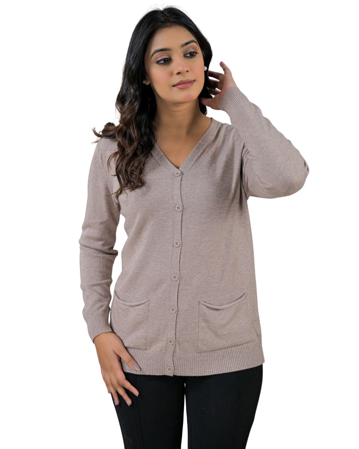soul armor Womens Long Sleeve Soft Knit V-Neck Cardigan with Front Buttons and Pockets-picture-20