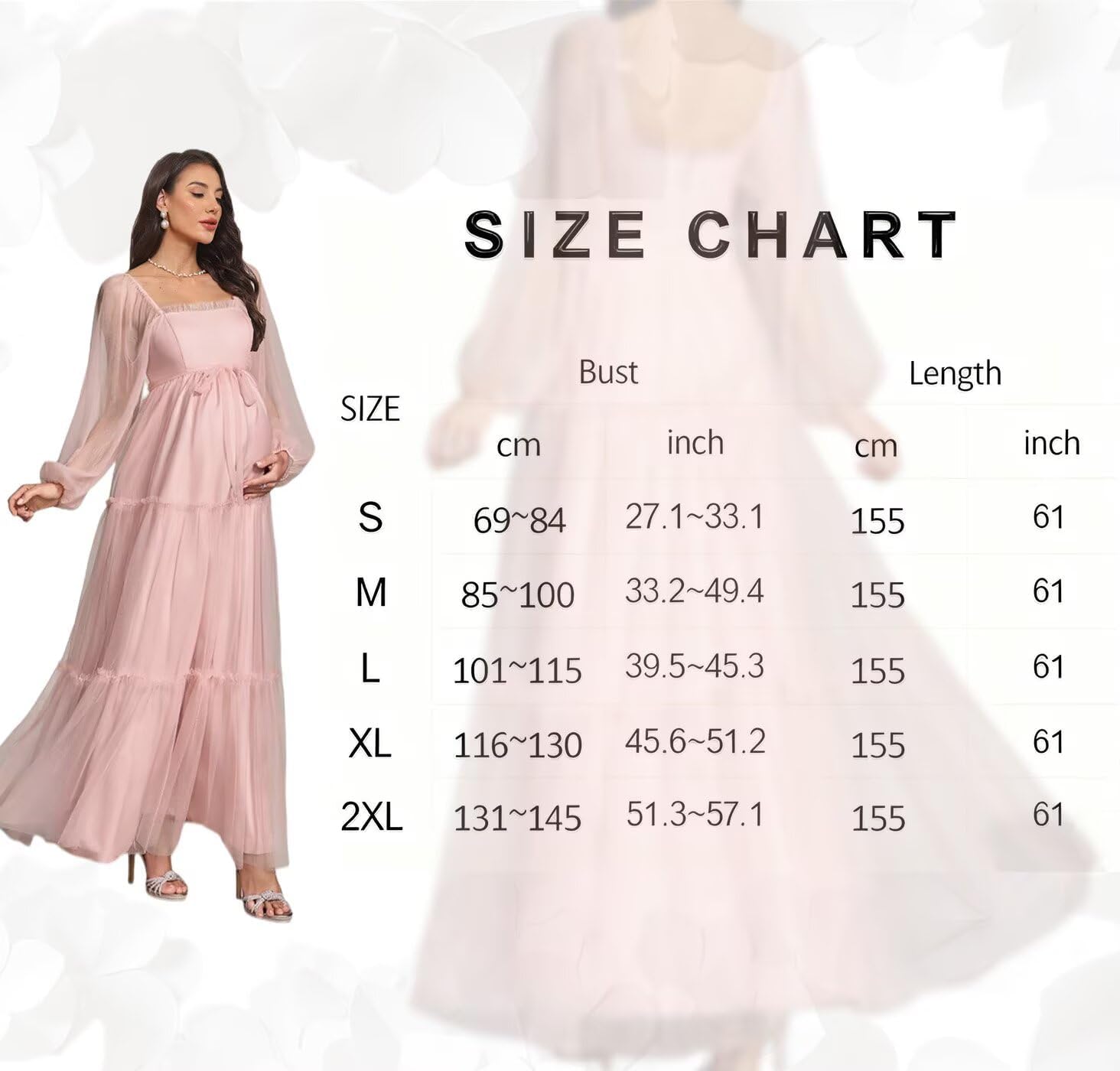 Tulle Tiered Maternity Dresses for Photoshoot Bow Belt A Line Pregnant Dress with Sleeves for Baby Shower - Image 6