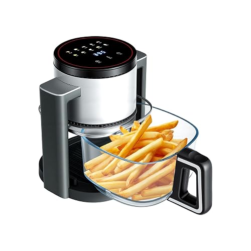 Glass Air Fryer 4.7Qt, Non Toxic Airfryer with 10 Preset