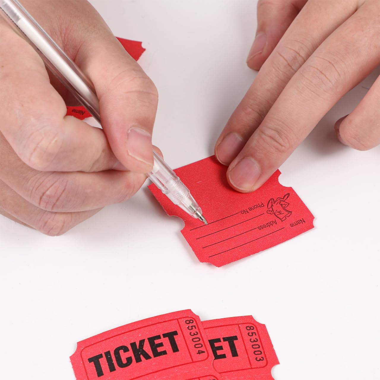 Ticket Lot de 1000 Tickets de Tombola Rouges de Papier avec Numéros Consécutifs pour Événements, Carnavals, Prix de Porte, Boissons et Plus