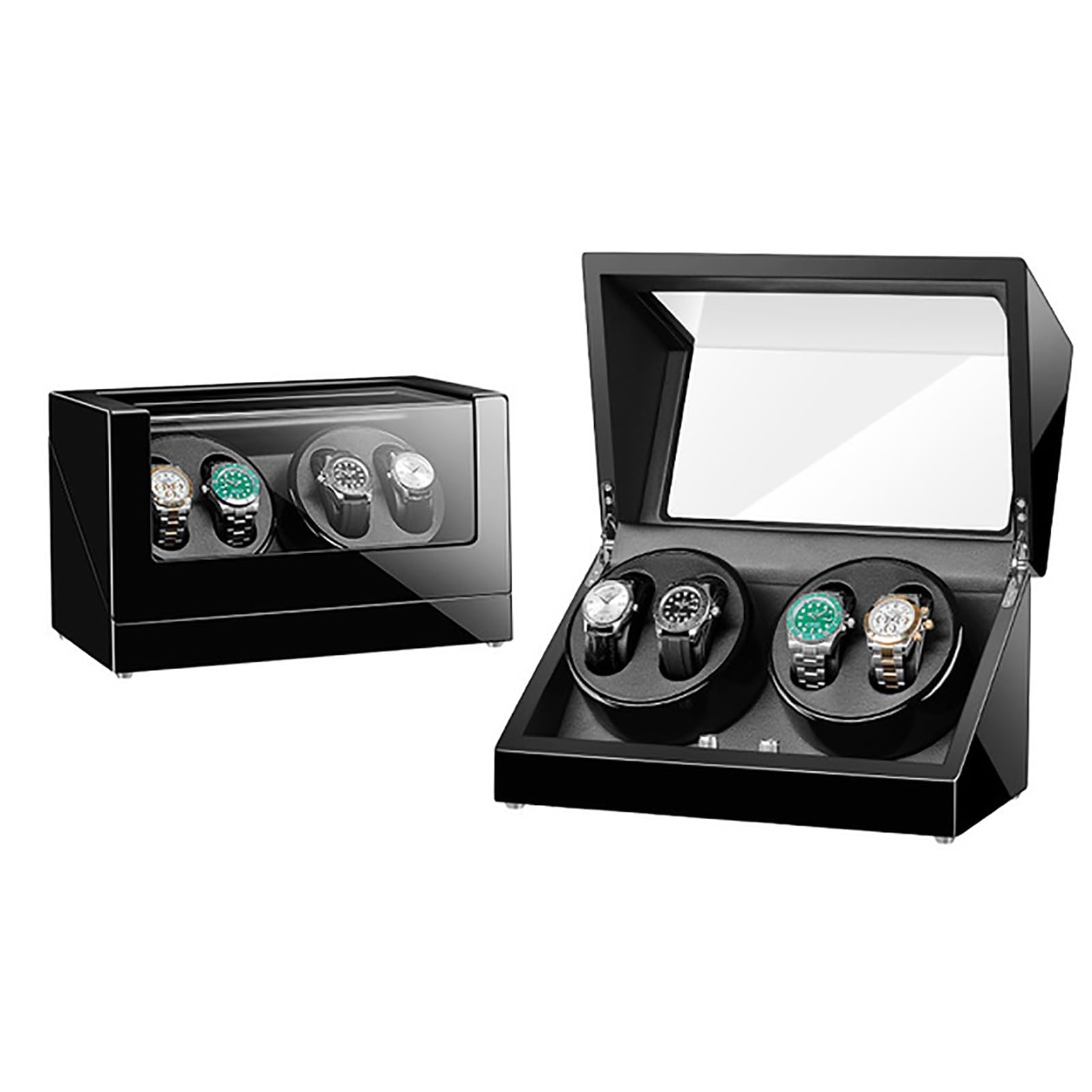 MYUYEE Automatic Watch Winder For 4 Watches Electric Rotating Winding Watch Shaker Box With Quiet Motor Self-Winding Mechanical Watch Storage Display Case (A)