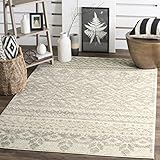 Safavieh Adirondack Collection ADR107B Ivory and Silver Rustic Bohemian Area Rug (4' x 6')