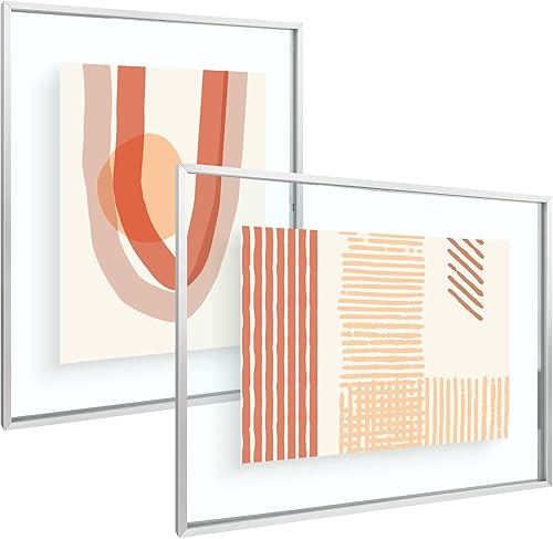 Vista 173 de Frametory, Marco de fotos flotante de 16 x 20 pulgadas, marco de fotos de metal, cristal real, para montaje en pared o mesa (negro, paquete de 2)