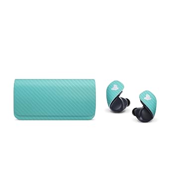 Carbon Fiber Headphone Skin Compatible with Sony Pulse Explore Wireless Earbuds 2024 - Solid Turquoise - Premium 3M Vinyl Protective Wrap Decal Cover | Crafted in The USA by MightySkins