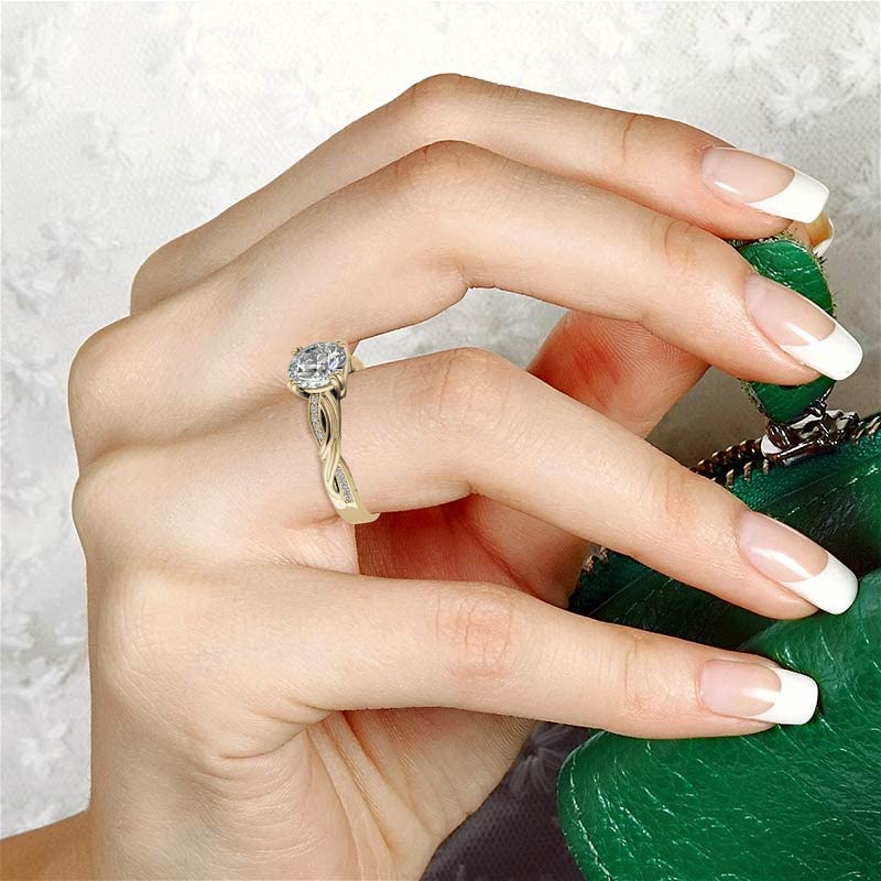 1 ct Moissanite Engagement Wedding Anniversary Ring for Women, Round Cut Twisting Infinity Bridal Ring4