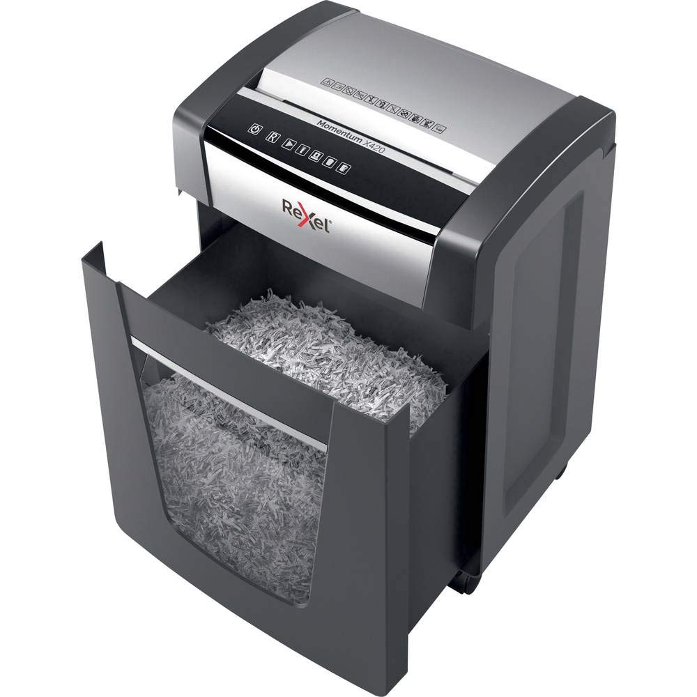 REXEL Momentum X420, Distruggidocumenti Manuale, 22-20 Fogli A4 (70-80 gr/mq), Taglio a Frammento, Livello di sicurezza P-4, per Uso Personale/Piccoli Uffici, Capacità 30 Litri, 2104578EU