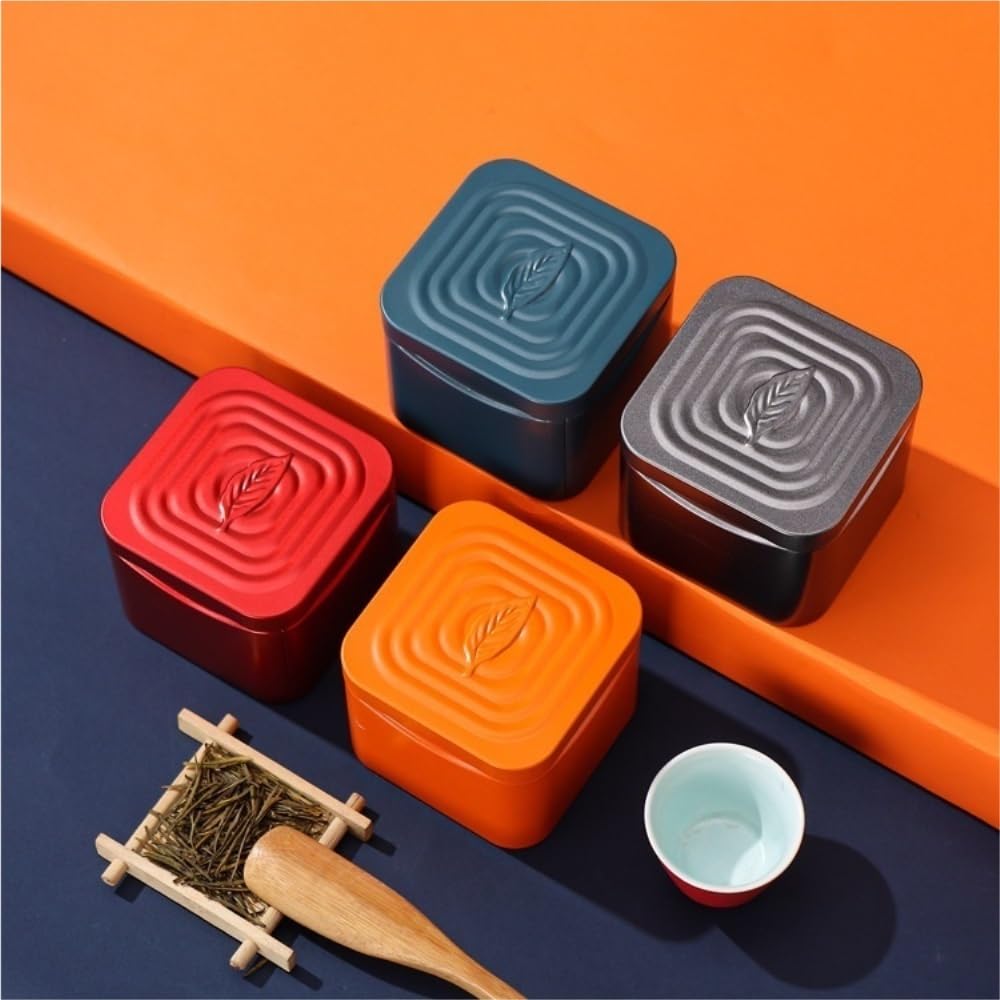 XYNSNDB Teedose, große Tee-Aufbewahrungsbehälter, Dosen, versiegelte Dosen, runde Eisendosen, Leere Dosen, Tee-Set, Doppeldosen/DREI Dosen, Geschenkbox-Set, Teedose (blau, Doppeldose)
