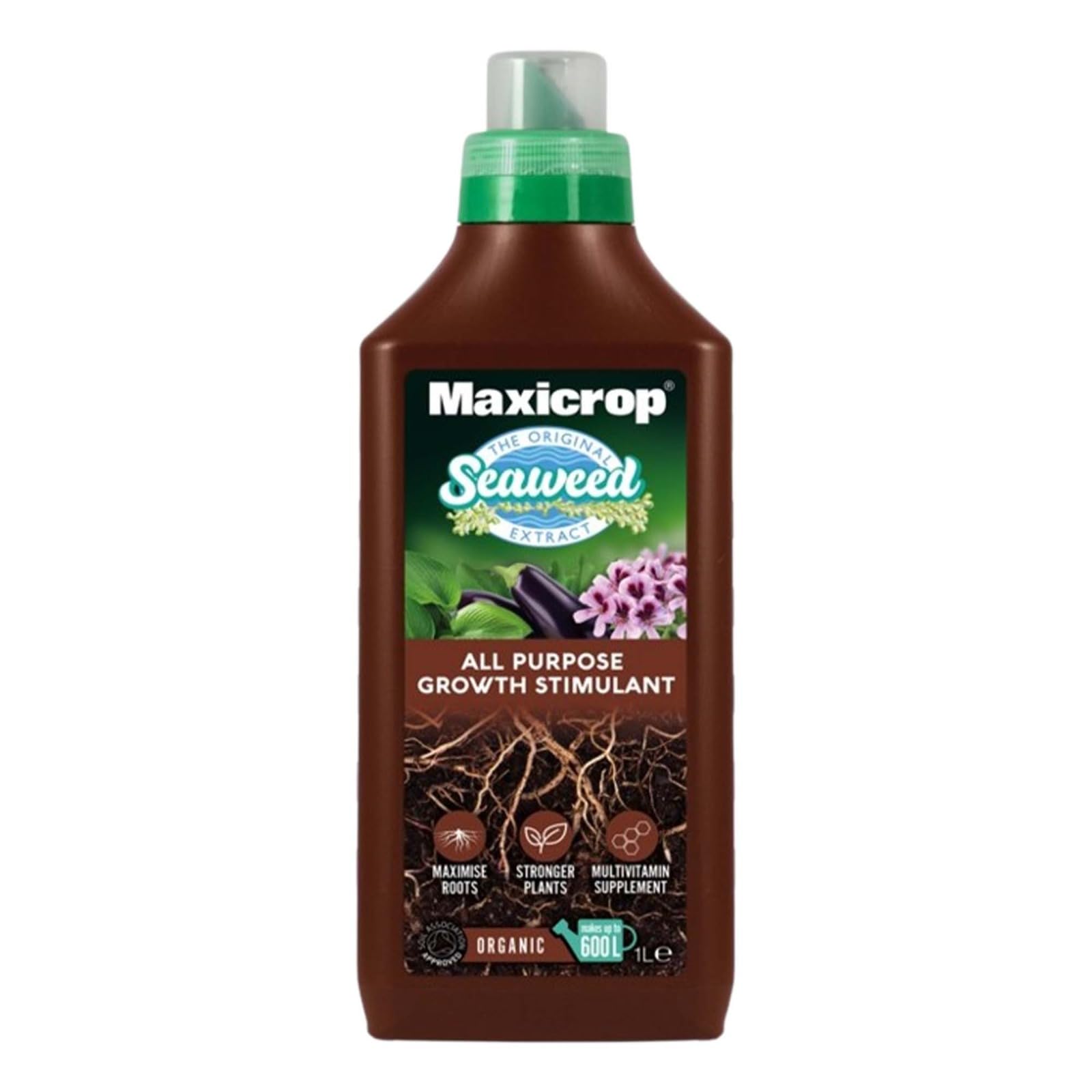 Maxicrop Original Seaweed Extract Liquid Plant Feed, All Purpose Growth Support for Flowers, Vegetables, Lawns & Houseplants, Organic Seaweed Formula, (1 Litre)