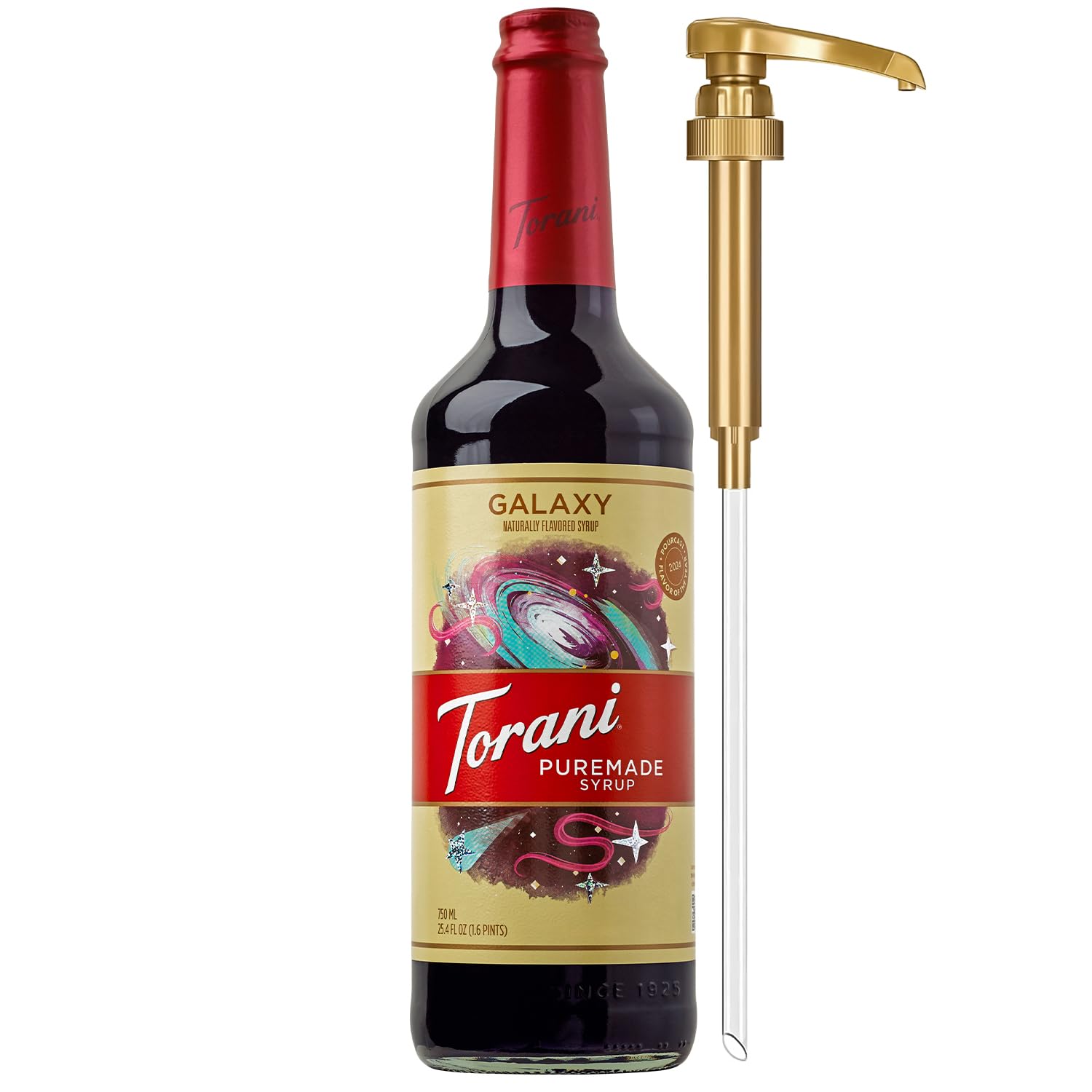 Torani Puremade Syrup, Galaxy, 2024 Flavor of the Year, Glass Bottle with Pump Included, 25.4 Fl Oz