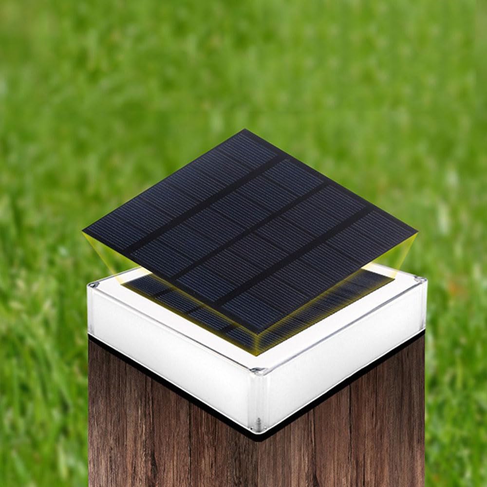 Lampy solarne na słupki, zewnętrzne lampy na słupki ogrodzeniowe, wodoodporne lampy dekoracyjne do trawników ogrodowych IP68 Stigma, kwadratowa zewnętrzna lampa na cokole, oświetlenie krajobrazu na