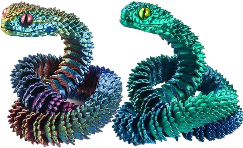2pcs 24in 3D Printed Snake, Flexible 3D Printed Animal, Fidget ADHD Snake, Perfect Desk Pet for Animal Collectors, Easter Basket Essentials