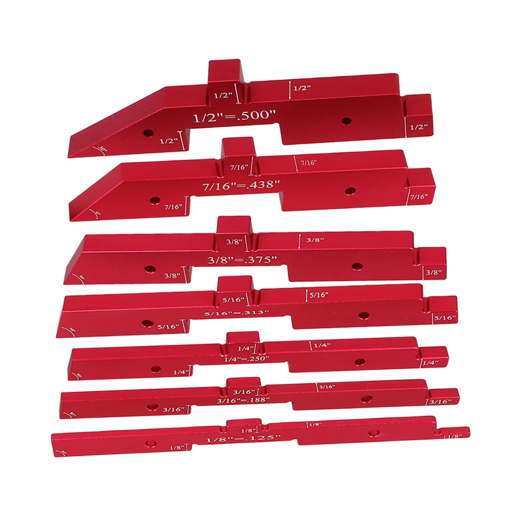 SHINEOFI 7piezas Bloque Patrón Rojo Para Carpintería De Calibre De Altura Ajustable Herramientas De Medición Barras De Aluminio Para Mesas De Fresadora y Proyectos De Bricolaje
