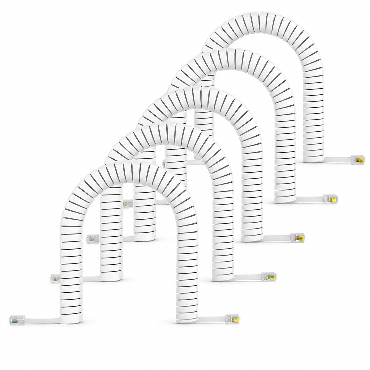 Cable de teléfono de cobre puro de 10 pies, cable de teléfono fijo RJ9 4P4C, cable de repuesto en espiral de 10 pies para teléfonos de oficina/hogar, diseño en espiral elástico, compatible