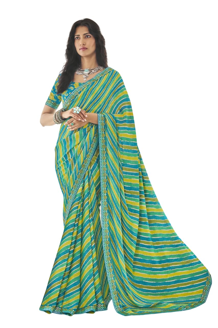 laxmipati sarees Laxmipati Multicolor Printed Chiffon Saree for Women With Blouse Piece-picture-29