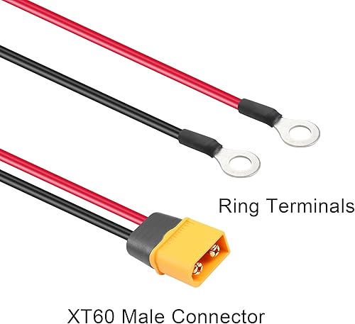 Miniatura 2 de PNGKNYOCN Cable de terminal de anillo tórico XT60, 14AWG XT60 macho a terminales de anillo O Cable de alimentación de extensión para kit de panel