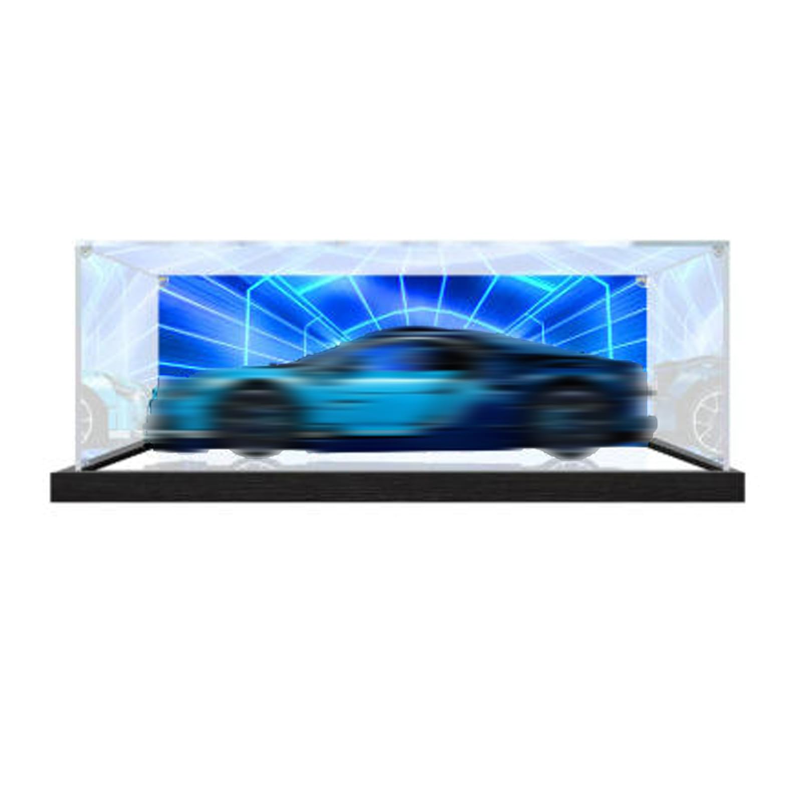 Acrylic Display Case Compatible with Lego 42083 Racing Car Model, Dustproof Transparent Storage Box, Compatible with Lego 42083 (Model Not Included) (Mirror base+Background)