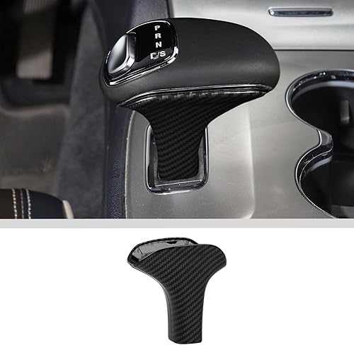 JWWY Pomos de palanca de cambios compatible con Jeep Grand Cherokee Accesorios 2014-2015 2 piezas de fibra de carbono