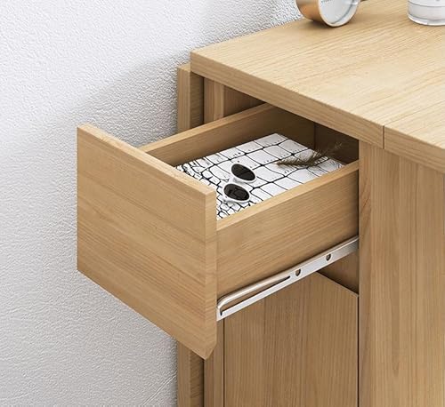 مجموعة طاولة طعام قابلة للطي من ElevaHome مع 4 كراسي، درج تخزين واحد، موفر للمساحة لغرفة المعيشة والمطبخ (من الخشب)