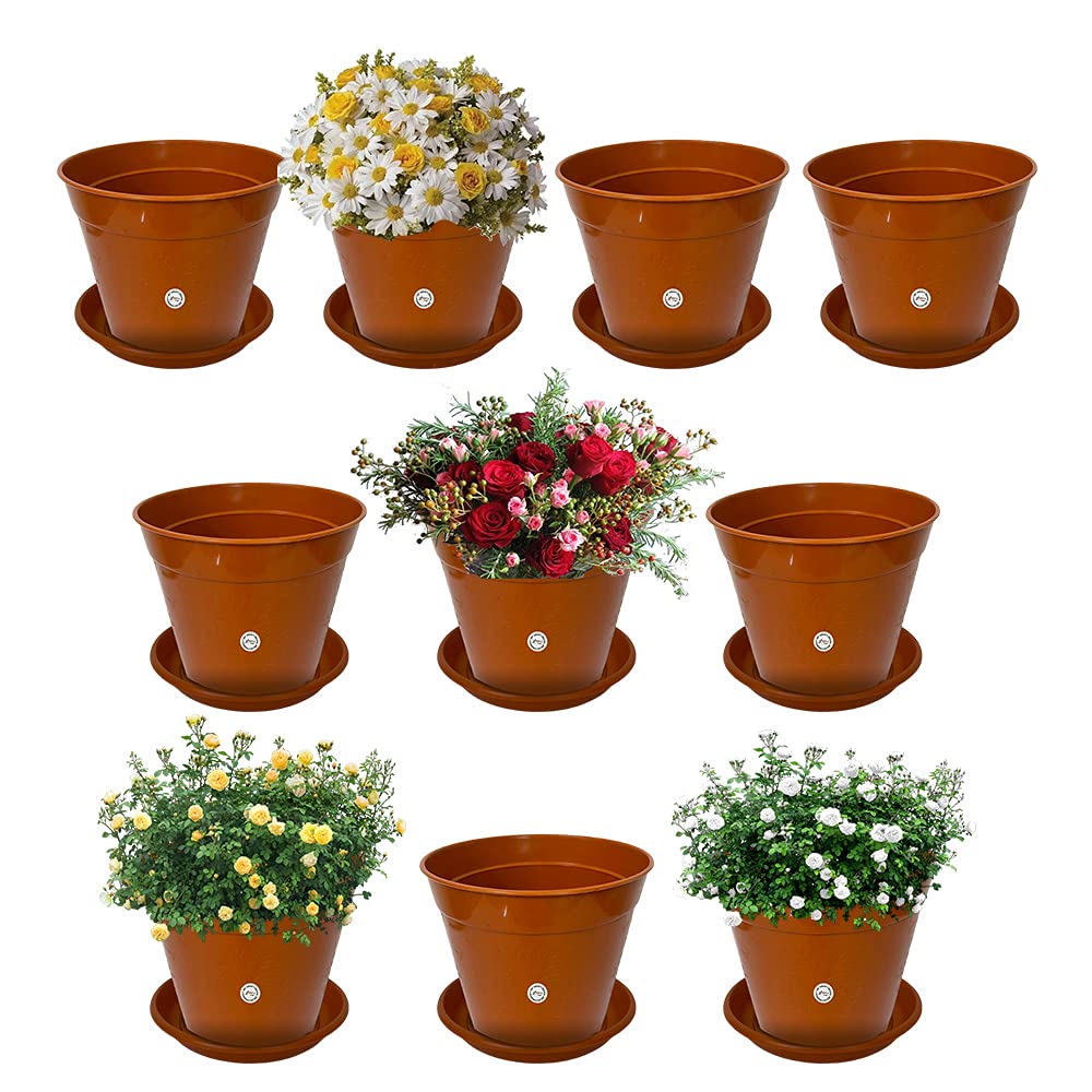 Kraft Seeds Gamla Pots With Bottom Plate (10 Pcs, 6 Inch, Orange) | Gamla With Drainage Holes | Planters for Home Plants | Flower Pots With Drain Hole and Trays | Plastic Planting Pots for Home Garden (B09CNGV6Z4) Amazon Price History, Amazon Price Tracker