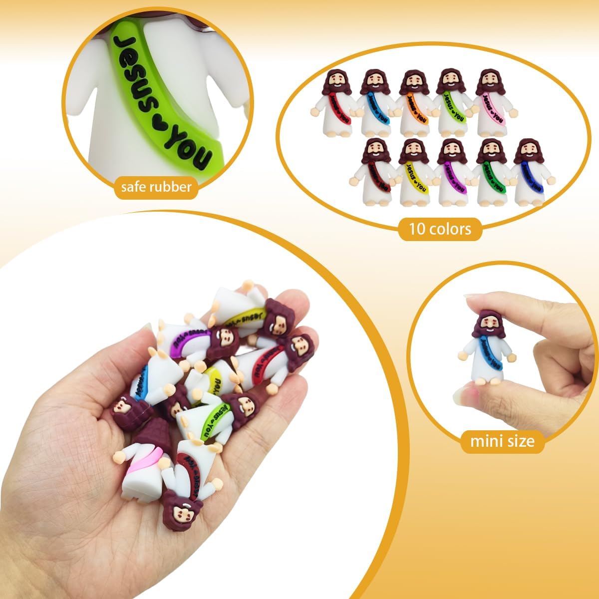 100 PCS Mini Jesus Figures Toys in Bulk to Hide and Seek Religious for Kids Girls Boys Sunday School Easter Basket Stuffers Fillers Eggs Gifts Party Favors