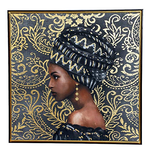 MKLQL Framed African Art ,Wall DÃ©cor for Living Room and Bedroom, African Woman Portrait, African American Art, Black and Gold Foam Foil Canvas Print 30Ã—30inches