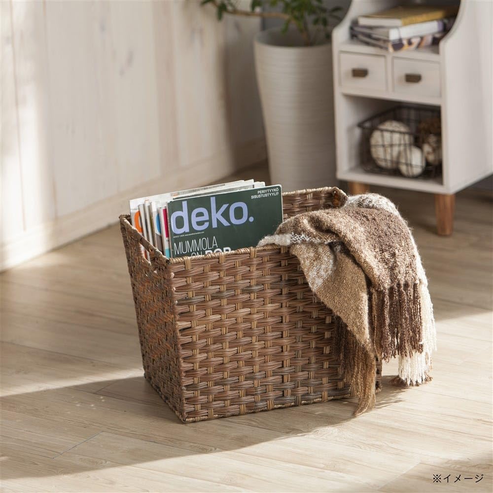 Amazon｜カインズ(CAINZ) バスケット 幅32cm 奥行44cm 高さ30cm メイズ