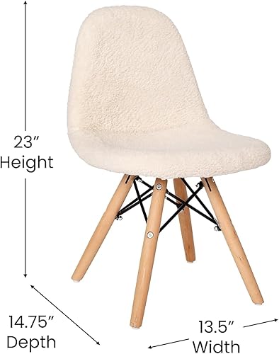 Miniatura 3 de Flash Furniture Zula - Silla moderna acolchada de piel de oveja sintética para niños, tapizado acolchado de piel de oveja sintética color blanco