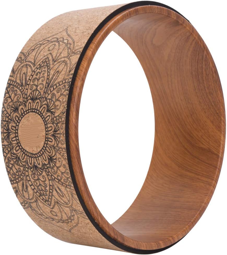 Yoga Training Wheel Yoga Fitness Circle Resilient Non Slip Tear Resistant High Compression Resistance for Gym Workout (Wood grain inner ring)