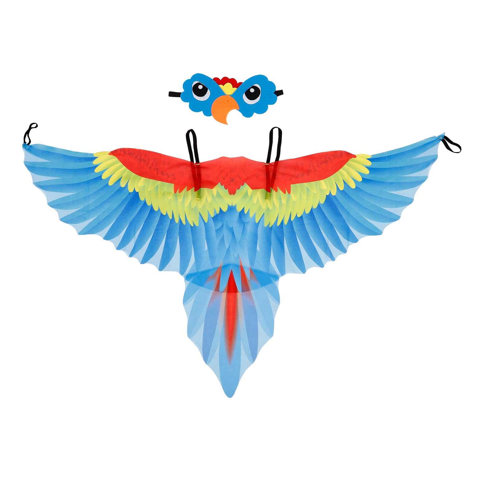 Kisangel Adlerflügel für Kinderkostüme, Farbenfrohe Vogelflügel Als Kostümaccessoires für Jungen Und Mädchen, Leichtes Kostüm, Ideal Als Mitbringsel für Halloween- Und Geburtstagsfeiern. | Bequeme, Weiche Adlerbekleidung, Elastisches Vogelflügel-set für S