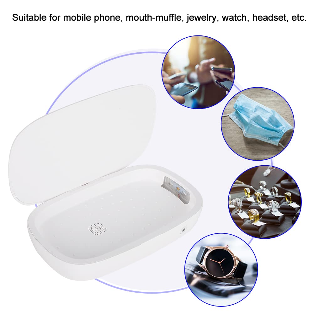 Boîte UV Portable, Étui de Désinfection avec Chargeur sans Fil pour Téléphone et Petits Objets, Coffret de Nettoyage pour Accessoires Personnels et Intérieur de Voiture
