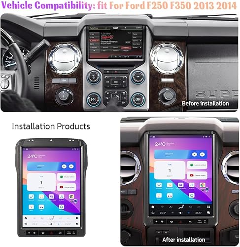 Miniatura 2 de Abdroid 13 Radio de coche para Ford F250 F350 2013 2014 Tesla estilo 14.4 pulgadas pantalla táctil Android Auto navegación GPS 128 GB reproductor