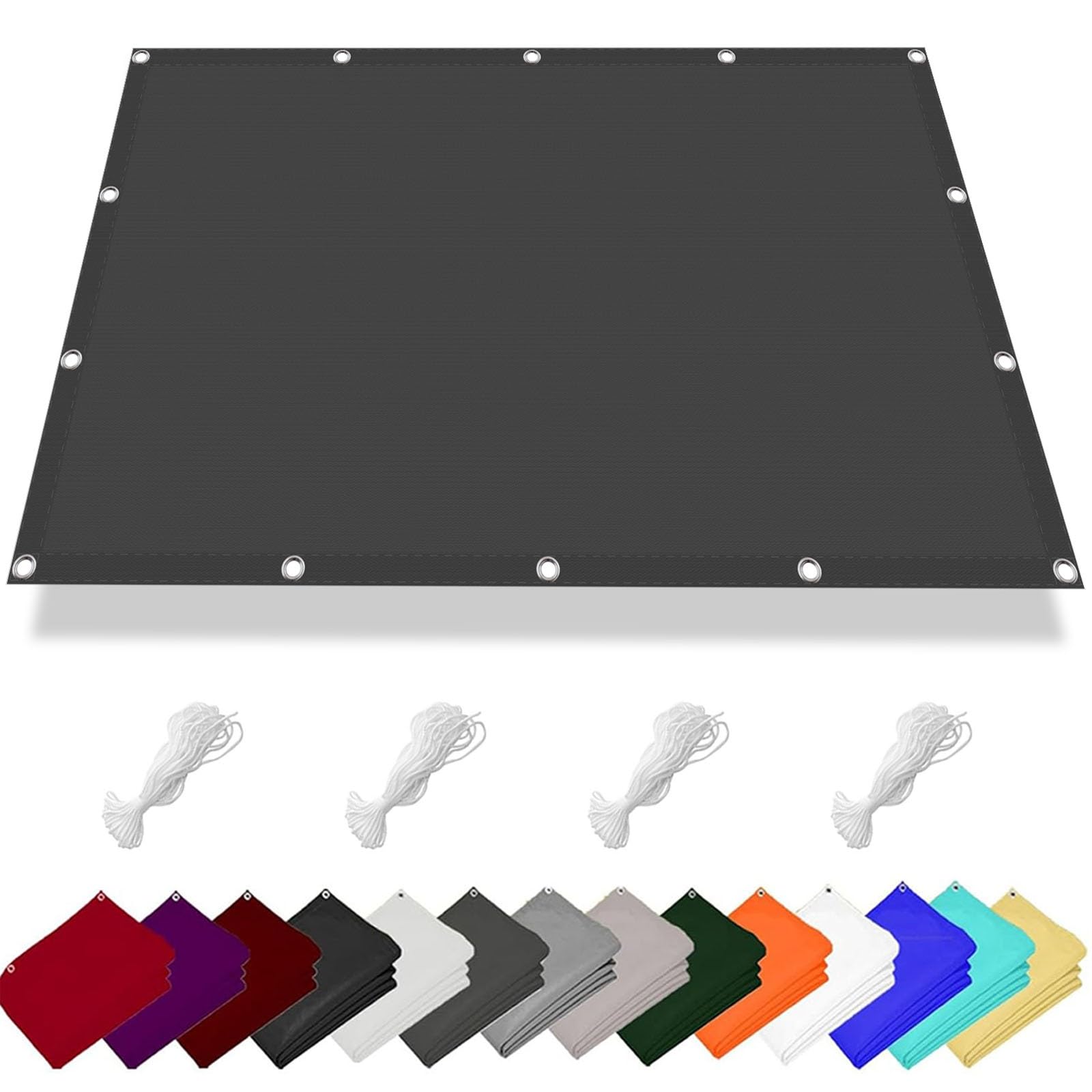 Uv-Schutz Schattiernetz Sonnensegel Balkon 2.4 x 3.8 m Sonnenschutz UV Schutz Windschutz, mit Seil Rechter Winkel Segeltuch Wasserdicht Sonnensegel mit Ösen, für Balkon Garten, Dunkelgrau