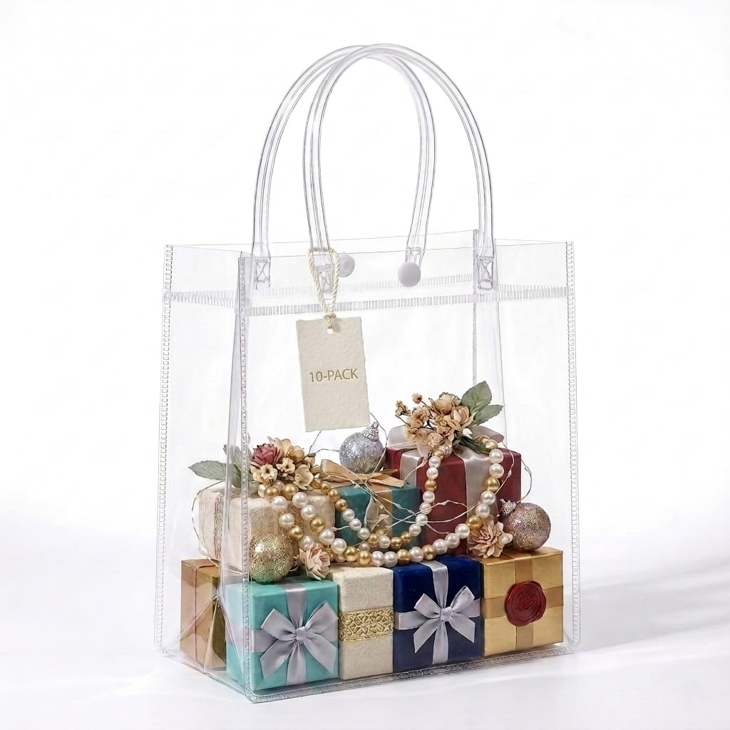 Photo 1 of RJTLPNK Transparent PVC Gift Bags with Handles - 10 Pack