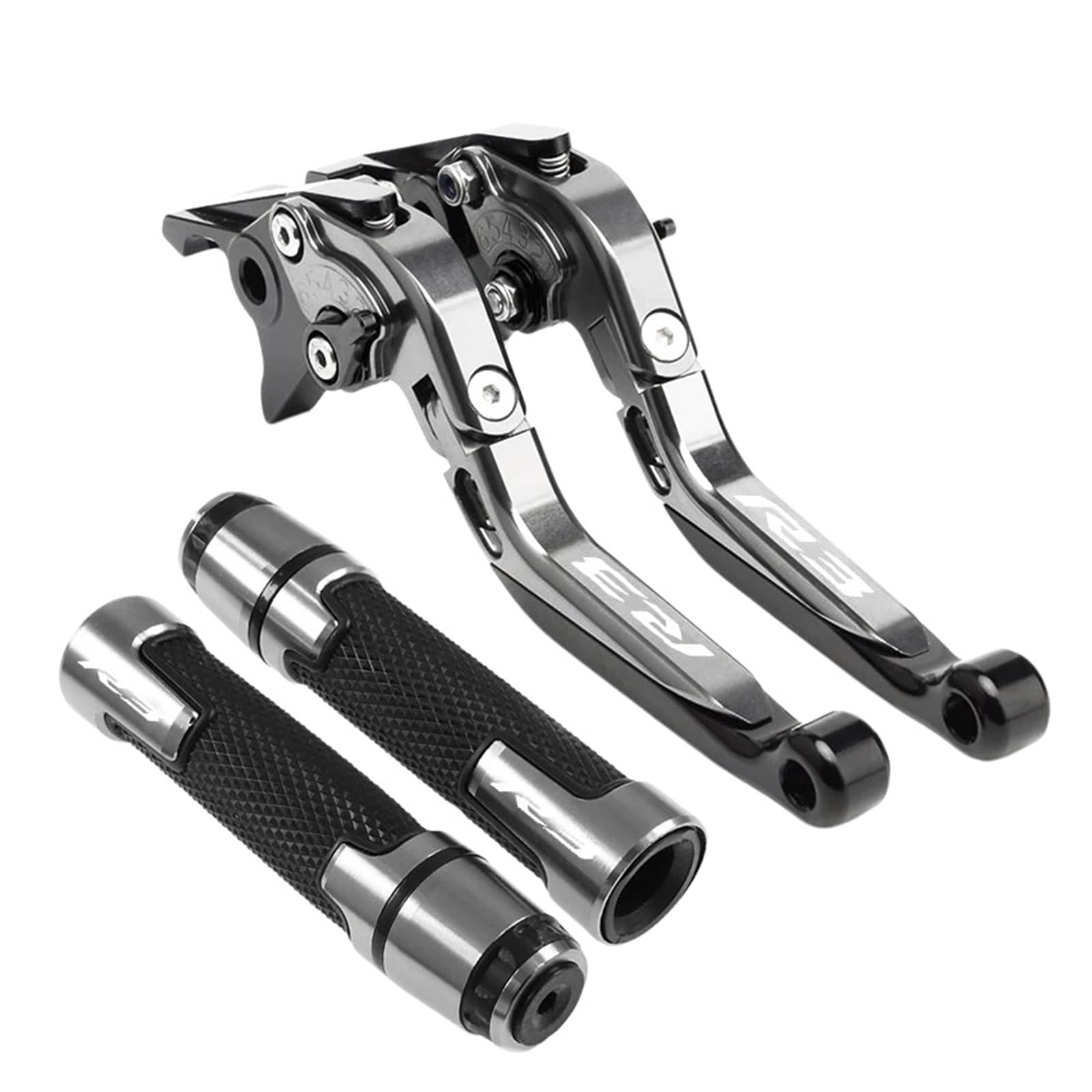 Wnftyske Grey M Motorcycle Brake Clutch Lever Pivot Levers For Yam&Aha Yzf R3 Yzfr3 2015-2023 Yzf-R3 Brake Clutch Lever Motorcycle Adjustable Folding Levers Set