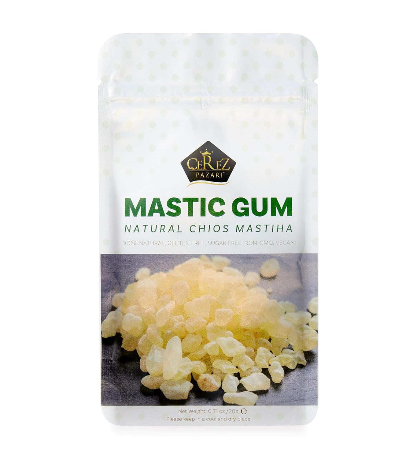 Amazon.com : Cerez Pazari Natural Mastic Gum 0.71 oz (20g), Greek Chios  Pure Resin, Sugarless Gum Made From Resin Of Mastiha Trees, Jaw Exerciser,  Vegan, Non-GMO : Grocery & Gourmet Food