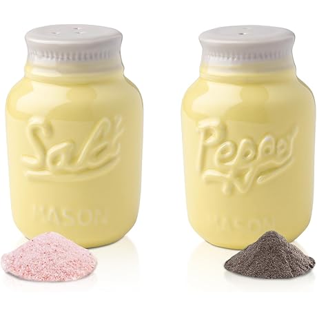 Comfify Adorable and Decorative Vintage Yellow Mason Jar Salt and Pepper Shakers