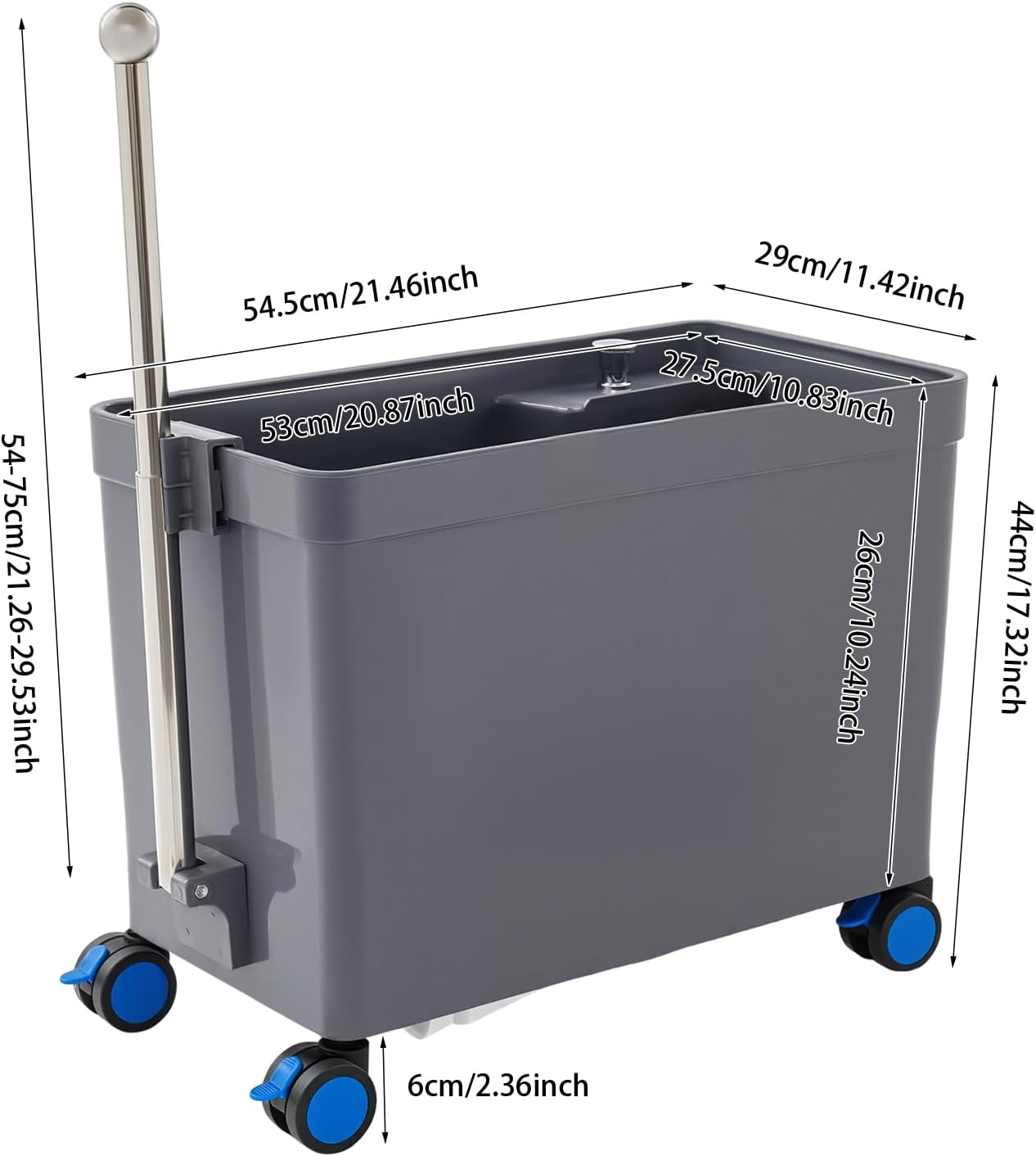 Multi-Functional Mop Sink with Wheels and Retractable Handrail, Heavy Duty Mop Bucket for Floor Cleaning, Portable Cleaning Sink with Drain System for Home Commercial