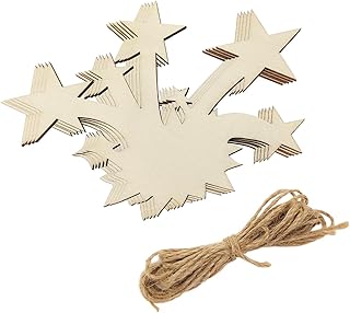 30 Pack 4 Inch Wood Fireworks Cutouts Unfinished Wooden Fireworks Hanging Ornaments DIY Fireworks Craft Gift Tags for Home Party Decoration Craft Project